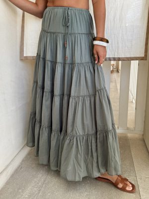 Short and Sweet Tiered Skirt in Olive