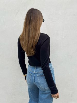 Aveline Ribbed Top in Black