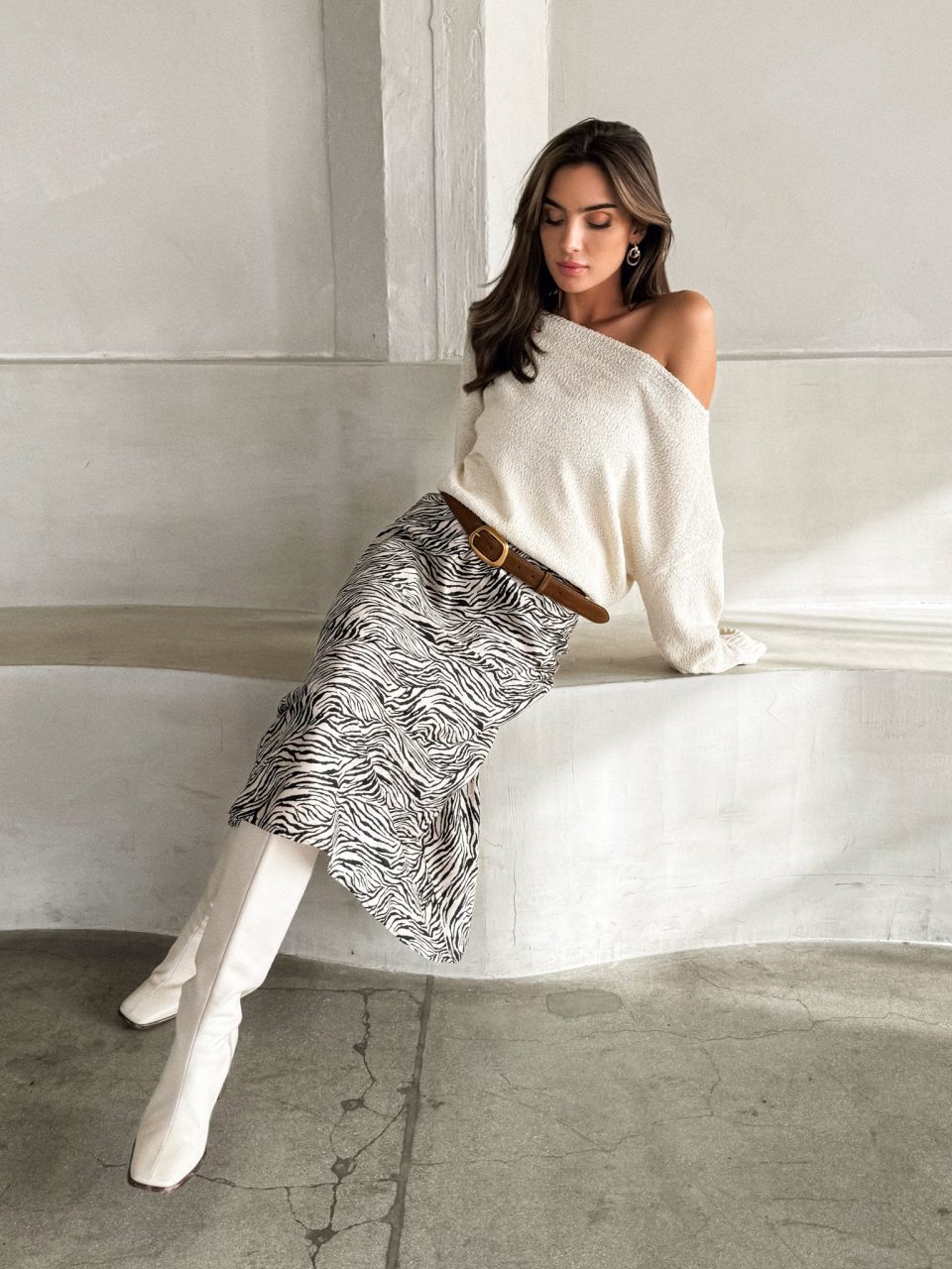 Mila Zebra Midi Skirt