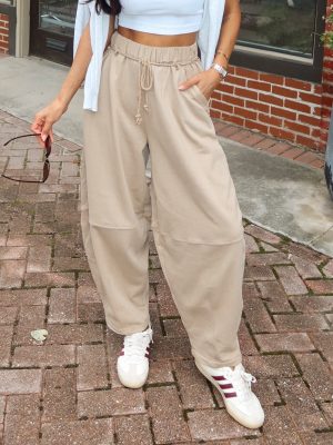 Ramona Barrel Sweatpants in Taupe